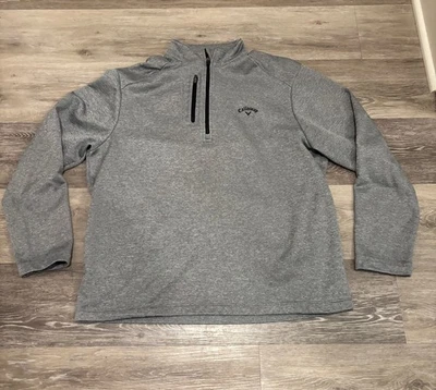 Sudadera polar Callaway Tech para hombre grande gris cuarto cremallera UPF 50 bolsillo en el pecho Foto 1 de 4