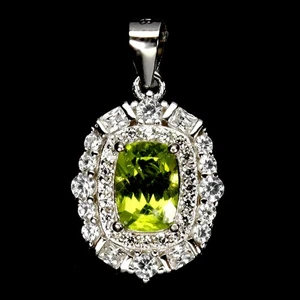 925 Sterling Silver Pendant Antique Peridot 7x5mm Natural Gemstone Jewelry - Picture 1 of 14