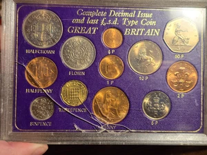 UK 1951-1967 Farewell to LSD System Coin Collection Set Farthing ~ Crown ~ Cased - Picture 1 of 11