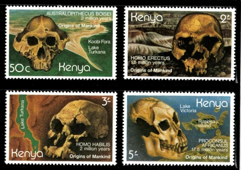 Kenya 1982 - Origins of Mankind, Early Human Skulls - Set of 4v - 212-15 - MNH Cover