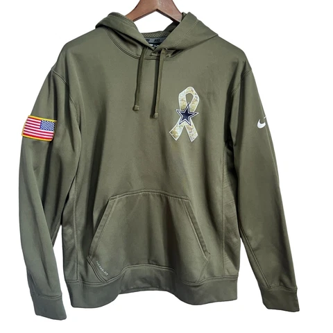 Nike Dallas Cowboys Hoodie Mens Medium Salute to Service Olive NFL Logo Cover
