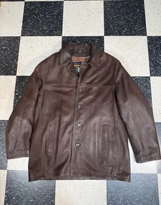 Wilsons Leather Adventure Bound Brn Button Thinsulate Insulated Leather Coat L - Picture 1 of 12