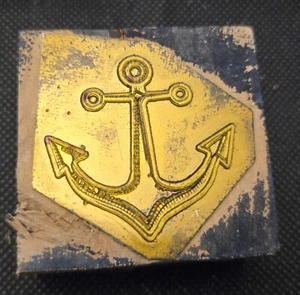 Stamp ➔ ANCHOR ➔ Vintage Cliché ➔ HTF *Metal on Wood* - Picture 1 of 1