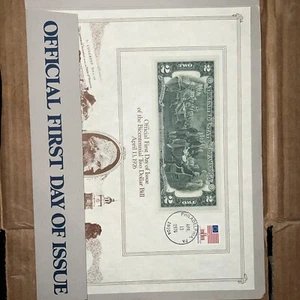 1976 Bicentennial $2 Note UNC - Postmarked 4/13/76 Pennsylvania State Flag stamp - Picture 1 of 4