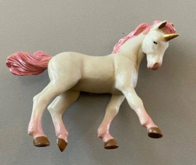Figura de Unicornio Joven Papo 2013 Blanco Rosa Melena y Cola 3.25" Juguete de Fantasía Foto 1 de 4