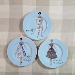 3 Rosanna Azul Elegante Damas Moda Vintage Vestidos 8" Platos de Ensalada - Imagen 1 de 7