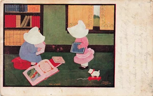 SUNBONNET SUE TWINS IN THE STUDY J AUSTEN POSTAL VINTAGE 050224 T - Imagen 1 de 2