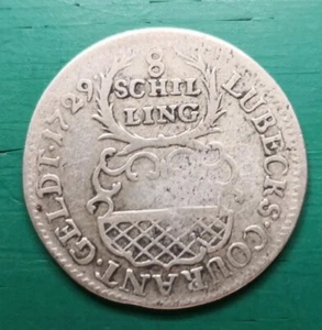 1729 JJJ German states Lubeck, 8 schilling. silver coin. #411 - Picture 1 of 2