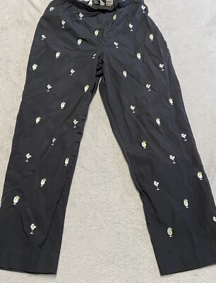 Pantalones Brooks Brothers para mujer 8 negros bordados Martini bebidas fiesta preppy Foto 1 de 4