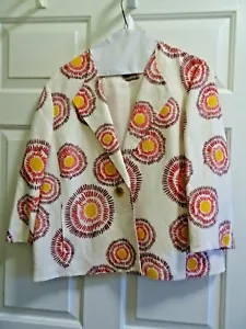 KASPER LADIES SIZE 14 LINEN BLEND 3/4 SLEEVES LINED JACKET-COAT-BOLD PRINT- - Picture 1 of 6
