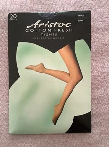 Medias pantimedias vintage Aristoc de algodón frescas transparentes azul marino pequeñas - Imagen 1 de 3