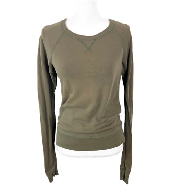 Uniqlo Sweater Women Extra Small Green Pullover Sweatshirt Long Oversize Sleeve - Image 1 of 4