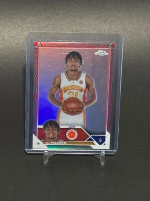 2023 Topps Chrome McDonald's #59 DJ Wagner Rookie Fuchsia Aqua Swirl /175 - Image 1 of 2