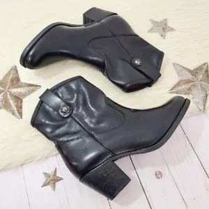 Botas Cortas Frye Jackie Botón Cuero Negro Western Tobillo Talla 6 - Imagen 1 de 7