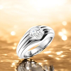 Anillo de diamantes redondos de oro blanco para hombre banda de 14 quilates 1 quilate IGI cultivado en laboratorio 9 10 8 mm - Imagen 1 de 10