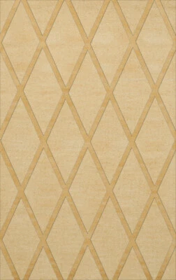 Yellow Transitional Hand Hooked Diamonds Criss-Cross Area Rug Geometric DV11 - Image 1 of 2