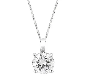 Collana Ciondolo Donna Simulato Diamante 1Ct Placcato Oro Bianco 14K Argento Solido - Foto 1 di 4
