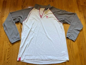 Tesla Logo 1/4 Zip Pullover Long Sleeve Shirt XXL $70 White Gray 2xl Electric - Picture 1 of 14