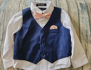 Andrew Fezza Boys Suit 2T - 3 Pieces Shirt Vest Bowtie (No Pants) - Picture 1 of 2