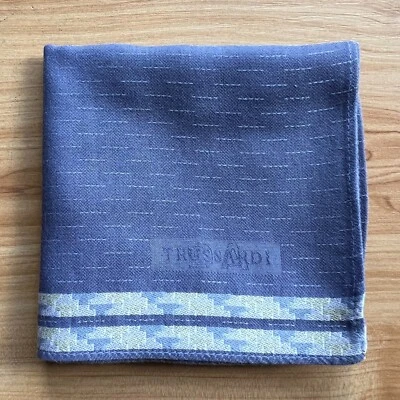 PAÑUELO HOMBRE ALGODÓN VINTAGE AZUL LÍNEA PUNTEADA BOLSILLO CUADRADO 18" A-0222 Foto 1 de 2