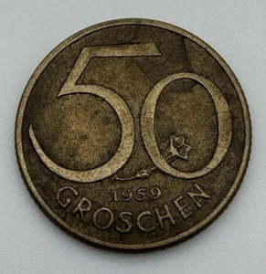 AUSTRIA 1959 FIFTY 50 GROSCHEN WORLD COIN (KM# 2885) - Picture 1 of 2
