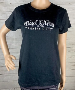Bad Girls of Kansas City T-Shirt Small Black White Sparkle Print Casual Tee - Picture 1 of 10