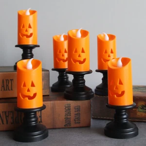 Halloween Candle Light LED Colorful Candlestick Table Top Decoration Pumpkin Par - Picture 1 of 7