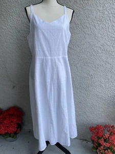 GAP Women’s A- Line White Adjustable Straps Cotton Dress Lined Sz L #1608 NWT - Picture 1 of 7