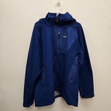 Patagonia 7512 Stretchy Fleece Lined Hooded Rain Blue Jacket Coat Size XL Men's