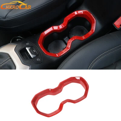Front Water Cup Holder Frame Cover Ring Trim Red For Jeep Renegade 2016+Interior - Imagem 1 de 4
