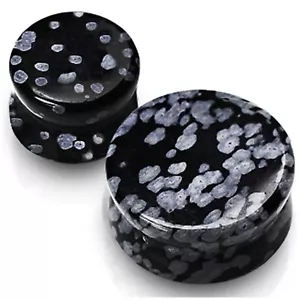 Tapones para orejas de silla de montar de piedra semipreciosa de obsidiana medidores 6G -1" ~4G 2G 0G 00G 1/2"+ - Imagen 1 de 1