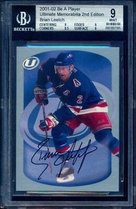 2001-02 BAP Ultimate Memorabilia BRIAN LEETCH Silver Autograph 16/40 BGS 9 MINT