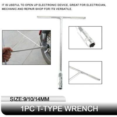 9/10/14mm T-Type Socket Wrench Nut Spinner Hex Handle Tool Drive Motorbike Car - Image 1 of 4