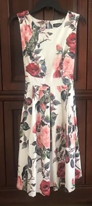 Papillon Floral Pleated Sleeveless Dress Back Zip & Tie Size M 39.5" Length EUC - Picture 1 of 11