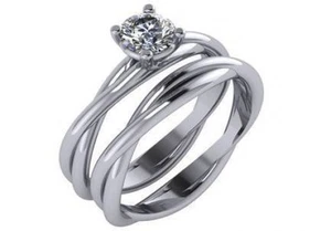 0.50 ct F SI2 round ideal cut diamond engagement wedding ring set 14k white gold - Picture 1 of 2