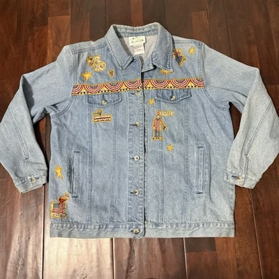 Vintage Quacker Factory Denim Patriotic Jacket Size Medium Embroidered Angel - Image 1 of 4