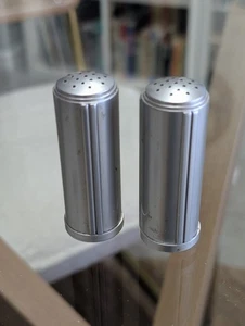 Vintage Kensington Aluminum Art Deco Style Salt & Pepper Shakers Used 3” Tall - Picture 1 of 7