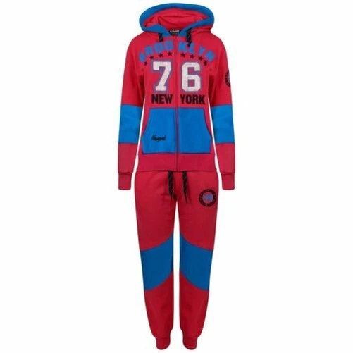 Tuta Fleece Per Ragazze Kids Hoodie Rosa Brooklyn 76 New York Top E Pantaloni - Immagine 1 di 1
