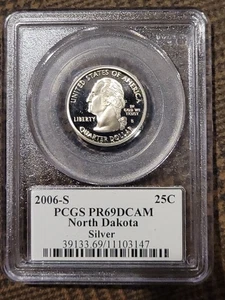 2006 S 25C North Dakota Statehood Quarter PCGS PR69 DCAM Silver Ultra Cameo - Picture 1 of 2