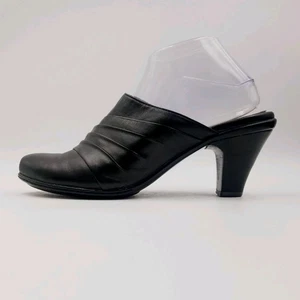 Sofft Damen-Pantoletten mit Absatz 9 M Slipper bequeme Schuhe schwarz Leder plissiert - Bild 1 von 21