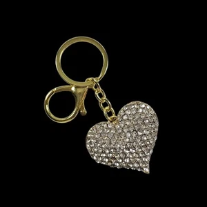 Betsey Johnson Sparkling Rhinestone Heart Bag Swag Bling Keychain Clip Charm - Picture 1 of 1
