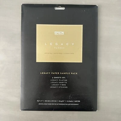 Epson Legacy Sample Papers 8.5 x 11, 12 sheets, Platine, Baryta, Etching, Fibre - Image 1 of 3