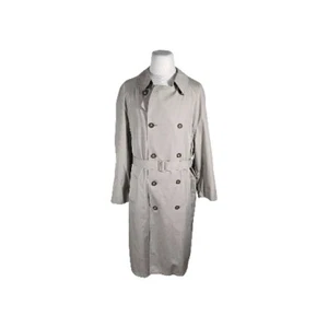 London Fog Mens 44L Biege Zip Out Lining Cotton Poly Nylon Long Trench SH4 - Picture 1 of 24