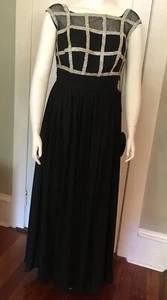 JJsHouse Special Occasions Black Chiffon Rhinestones Dress 1X XL B45 W36 NEW - Picture 1 of 7