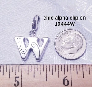 Brighton retired Chic Alpha initial W silver clip on charm J9444W B519 - Picture 1 of 1