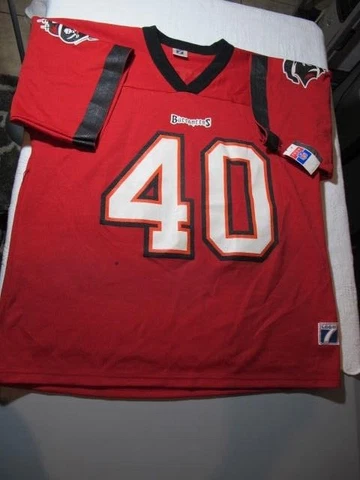 Vtg Team NFL Logo 7 Tampa Bay Buccaneers Jersey #12 Mike Alstott NWD Cover