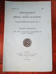 1913 Mario Esposito. On the So-Called Psalter of Saint Caimin. - Picture 1 of 2
