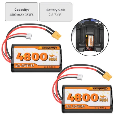 2x 7,4V 4800mAh 2S Li-Ion Akku XT30 Stecker für RadioMaster TX16S Fernbedienung  - Bild 1 von 4