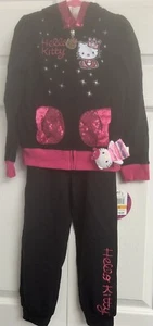 Girls Black And Pink Track Suit Size 6x Jacket Size 5 Pants - Picture 1 of 6
