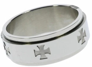 Stainless Steel Templar Cross Worry Spinner Mens Ring Size 13 T84 - Picture 1 of 4